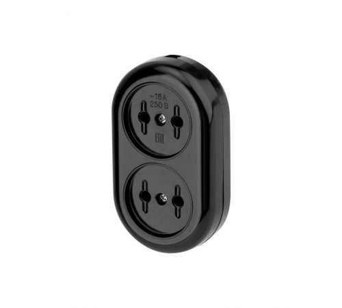 Колодка 2 гнезда карболитовая б/з 16 А, черная  11-8981  REXANT