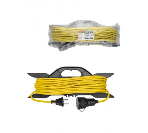 Удлинитель-шнур на рамке силовой У-11003 ПВС желтый 1300 Вт б/з, 40м, штепс. гнездо Народный  SQ1307-9007  TDM