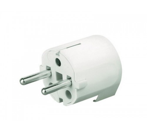 Вилка кабельная бытовая с боковым вводом кабеля. белая IP20 16А 2P+E 230В  DIS13083  DKC