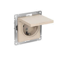 AtlasDesign Песочный Розетка с заземлением со шторками с крышкой, 16А, IP20, механизм  ATN001246  SE