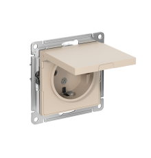 AtlasDesign Песочный Розетка с заземлением со шторками с крышкой, 16А, IP20, механизм  ATN001246  SE