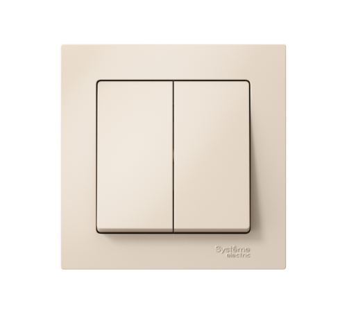 AtlasDesign Бежевый Выключатель 2-клавишный сх.5, 10АХ, (в сборе с рамкой)  ATN000252  SE
