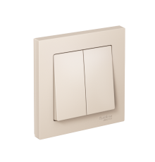 AtlasDesign Бежевый Выключатель 2-клавишный сх.5, 10АХ, (в сборе с рамкой)  ATN000252  SE