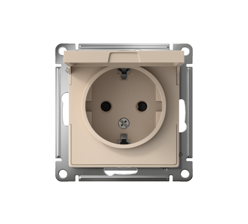 AtlasDesign Песочный Розетка с заземлением со шторками с крышкой, 16А, IP20, механизм  ATN001246  SE