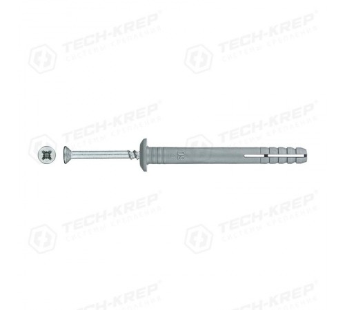 Дюбель-гвоздь полипропилен SM-G 6х60 гриб. манжета (100 шт) - коробка ( 0,519 кг)  130159  Tech-KREP