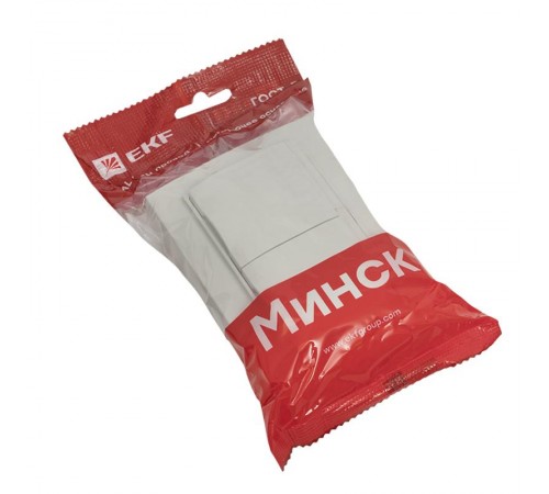 Минск Розетка 2-местная СП с/з с крышкой 16А белая с защ. штор. IP44  ERR16-129-200-44  EKF