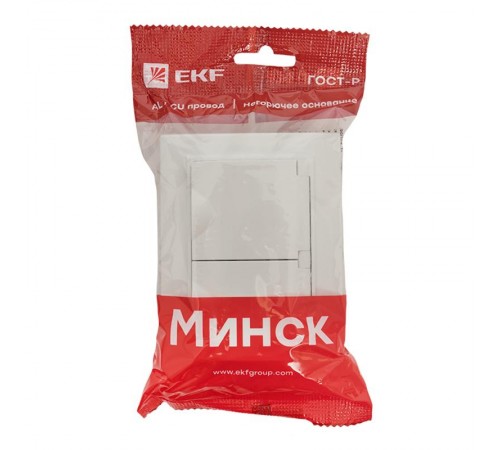 Минск Розетка 2-местная СП с/з с крышкой 16А белая с защ. штор. IP44  ERR16-129-200-44  EKF