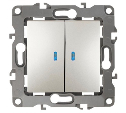 Выключатель двойной с подсветкой 12-1105-15 , 10АХ-250В,  перламутр  Б0019294  ЭРА