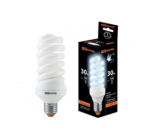 Лампа энергосберегающая КЛЛ-FS-30 Вт-4000 К-Е27 (60х161 мм)  SQ0323-0020  TDM