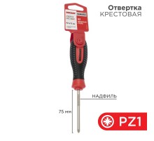 Отвертка крестовая PZ 1х75 мм, трехкомпонентная рукоятка, сталь S2  12-6414-1  REXANT