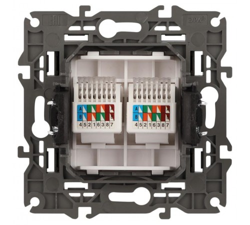 14-3108-05 Розетка 2хRJ45, IP20, антрацит  Б0034312  ЭРА