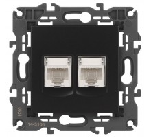 14-3108-05 Розетка 2хRJ45, IP20, антрацит  Б0034312  ЭРА