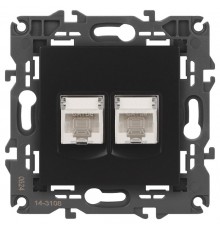 14-3108-05 Розетка 2хRJ45, IP20, антрацит  Б0034312  ЭРА