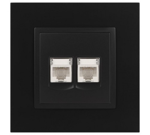 14-3108-05 Розетка 2хRJ45, IP20, антрацит  Б0034312  ЭРА