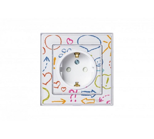 AtlasDesign Art Белый Розетка с заземлением со шторками, 16А, механизм  ATN200145  SE