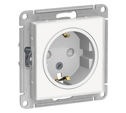 AtlasDesign Art Белый Розетка с заземлением со шторками, 16А, механизм  ATN200145  SE