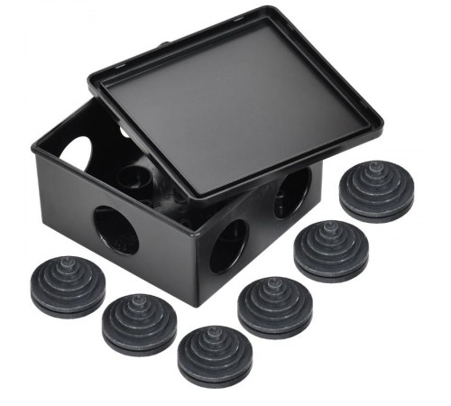 Коробка расп. КМ41235 85х85х40мм IP44 6 вв. черная  UKO21-085-085-040-K02-44  IEK