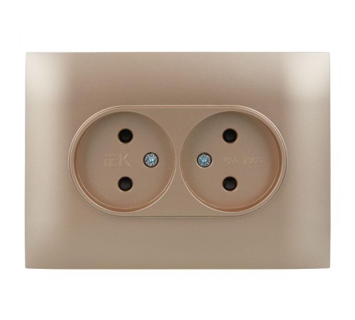SKANDY Розетка 2-местная без з/к с з/ш 10А сб. SK-R09Sa песочный  SK-R23-10-K98-F  IEK