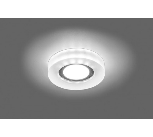 Светильник точечный встраиваемый под лампу, с LED подсветкой CD8080 15LED*2835SMD 4000K, MR16 50W G5.3 белый матовый "круг", хром  29707  FERON