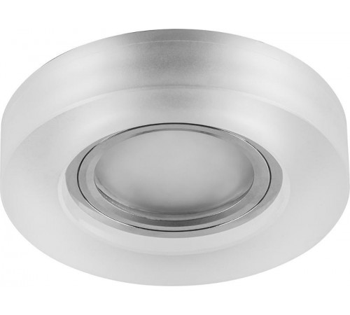 Светильник точечный встраиваемый под лампу, с LED подсветкой CD8080 15LED*2835SMD 4000K, MR16 50W G5.3 белый матовый "круг", хром  29707  FERON