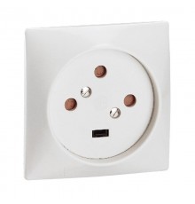 Розетка встраиваемая 3К+З - 20 А - 80x80 мм - на винтах - слоновая кость  055425  Legrand