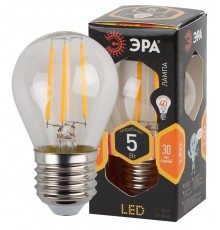 Лампа светодиодная F-LED P45-5W-827-E27 (филамент, шар, 5Вт, тепл, E27)  Б0043438  ЭРА