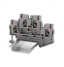 Клемма двухуровневая, проходной уровень и заземление, зажим push-in, 4 точки подключения, 2.5 кв.мм  VPRTT-2.5-L-PE  DKC