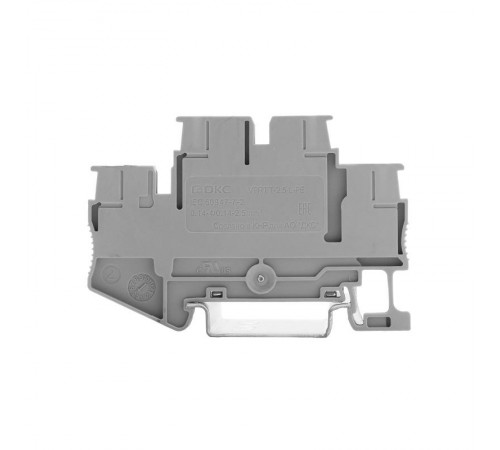 Клемма двухуровневая, проходной уровень и заземление, зажим push-in, 4 точки подключения, 2.5 кв.мм  VPRTT-2.5-L-PE  DKC