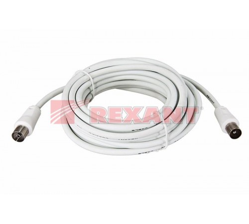 Шнур ТВ гнездо - ТВ штекер, длина 3 метра, белый  18-0004  REXANT