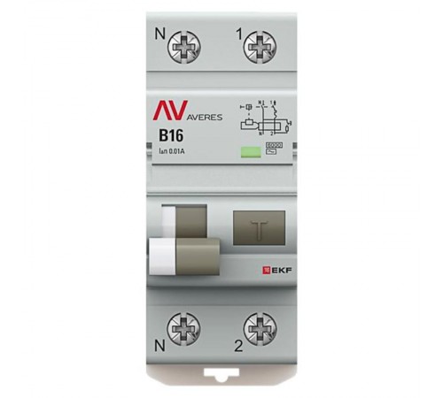 Выключатель автоматический дифференциального тока DVA-6 1P+N 16А (B) 10мА (AC) 6кА  AVERES rcbo6-1pn-16B-10-ac-av EKF