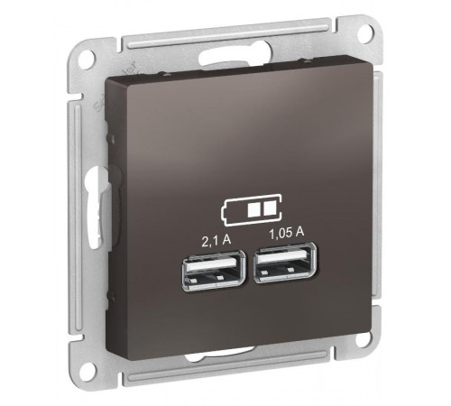AtlasDesign Мокко Розетка USB, 5В, 1 порт x 2,1 А, 2 порта х 1,05 А, механизм  ATN000633  SE