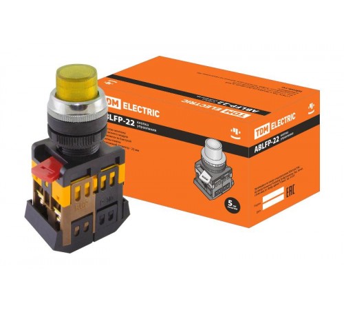 Кнопка ABLFP-22 желтый d22мм неон/230В 1з+1р   SQ0704-0031  TDM