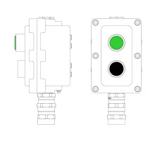 Взрывонепроницаемый пост управления из алюминия LCSD-02-B-MC-L1G(220)x1-P1B(11)x1-PCMB-KA3MHK  LCSD21000062  DKC