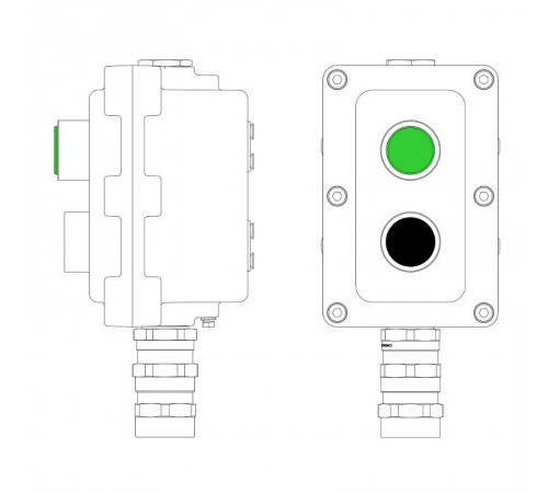 Взрывонепроницаемый пост управления из алюминия LCSD-02-B-MC-L1G(220)x1-P1B(11)x1-PCMB-KA3MHK  LCSD21000062  DKC