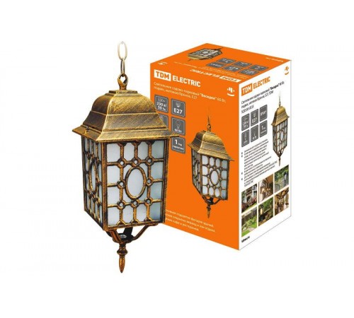 Светильник садово-парковый НСУ Беседка 60Вт ЛН/КЛЛ/LED Е27 IP54 подвес, матовое/бронза  SQ0330-0335  TDM