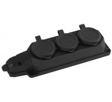 Колодка каучуковая с/з 3гн 16A IP44 черная K-3e-B-IP44 Б0044545  ЭРА