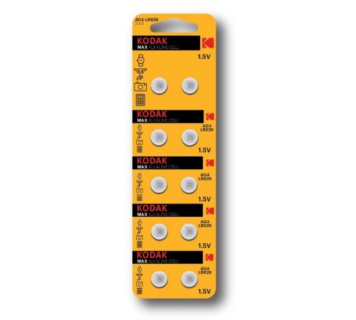Батарейки  AG4 (377) LR626, LR66 [KAG4-10] MAX Button Cell (100/1000/98000)  Б0044709  Kodak