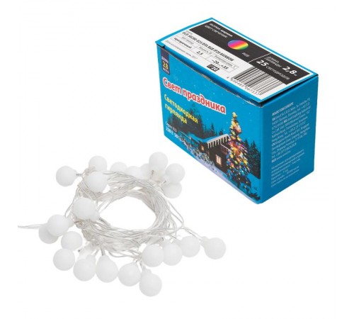 Гирлянда светодиодная  "Радуга"  ULD-S0280-025/DTA RGB IP20 RAINBOW   25 диодов, 2,8 м, RGB, IP20, шнур прозр..  09580  Uniel