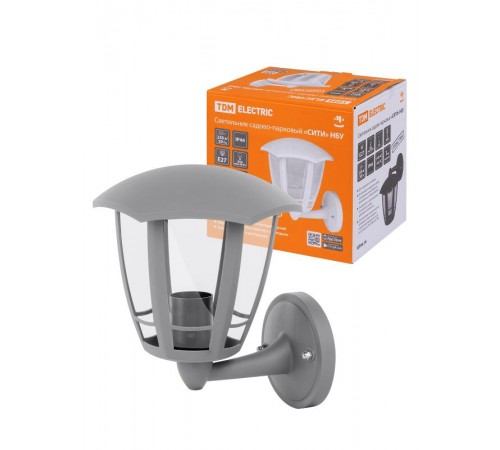 Светильник садово-парковый "СИТИ" НБУ 07-60-003 У1 6-ти гранник настенный вверх серый  SQ0330-1324  TDM