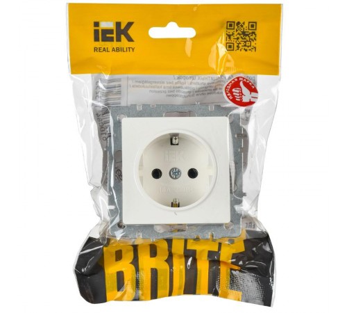 BRITE Розетка с заземлением без шторок 16А РС11-1-0-БрБ белый  BR-R11-16-K01  IEK
