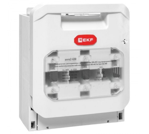 Выключатель-разъединитель УВРЭ v2 630А с дополнительным контактом (NO+NC) откидного типа под предохранители ППН (габ.3) uvre2-630EKF