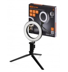 Лампа кольцевая светодиодная 16 см, 6 Вт, 2700-6400 К, штатив наст., диммер, USB  SQ0373-0301  TDM