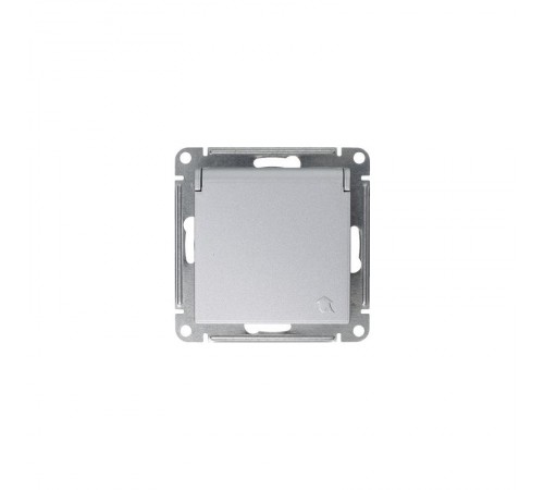 AtlasDesign Алюминий Розетка с заземлением, со шторками, с крышкой, 16А, механизм  ATN000346  SE