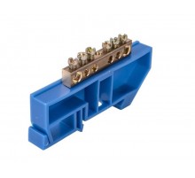 Шина "N" нулевая 8х12мм 6/1 (6 групп/крепеж по центру) с изолятором на DIN-рейку (20 шт/уп)  PR08.28962  Промрукав