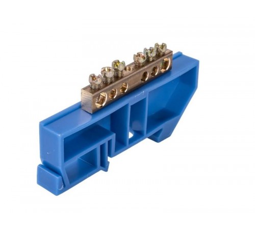 Шина "N" нулевая 8х12мм 6/1 (6 групп/крепеж по центру) с изолятором на DIN-рейку (20 шт/уп)  PR08.28962  Промрукав