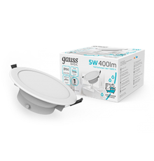 Светильник  Basic Downlight круг 5W 400lm 4000K 185-250V IP54 90*44 белый LED 1/40  9033420205  Gauss