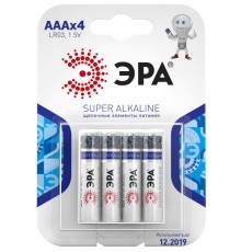 Батарейка щелочная (алкалиновая)  LR03-4BL (120/960/30720) (AAA)   C0038451  ЭРА