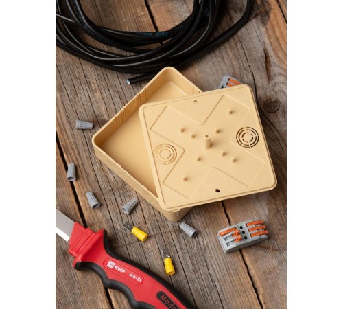 Коробка распределительная KMP-030-032 (100х100х25) светлое дерево EKF PROxima  plc-kmr-030-032-s  EKF