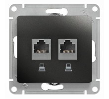 Glossa Антрацит Розетка 2-ая компьютерная RJ45+RJ45, кат.5E  GSL000785KK  SE