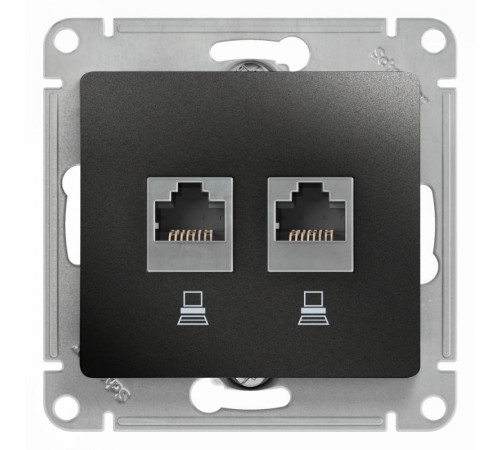 Glossa Антрацит Розетка 2-ая компьютерная RJ45+RJ45, кат.5E  GSL000785KK  SE